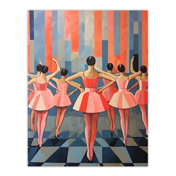 Blossoming Ballet Dance Class Pink Blue Unframed Wall Art Print Poster Home Decor Premium