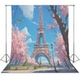 thumbnail image 1 of Blossoming Paris Eiffel Tower Backdrop Background for Photography Photo Booth Backdrop for Photoshoot Background Screen Video Recording Parties Curtain, 1 of 5