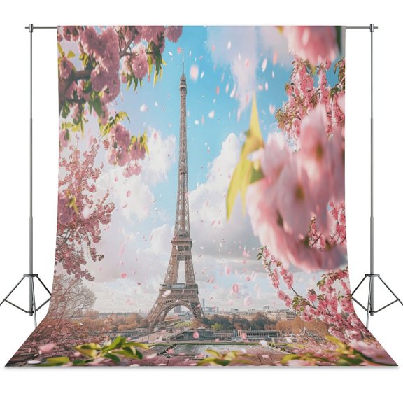 Blossoming Paris Eiffel Tower Backdrops for Photography for Party Backdrop Wedding Backdrop Background Picture