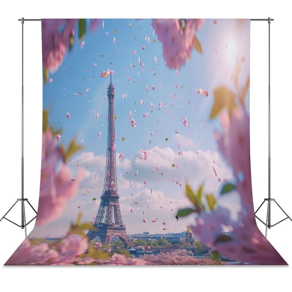 Blossoming Paris Eiffel Tower Backdrops for Photography for Party Backdrop Wedding Backdrop Background Picture
