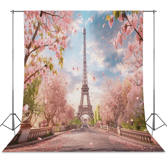 Blossoming Paris Eiffel Tower Backdrops for Photography for Party Backdrop Wedding Backdrop Background Picture