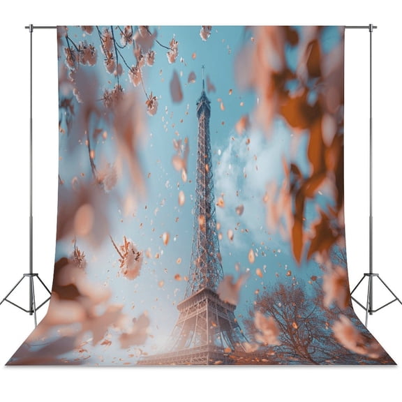 Blossoming Paris Eiffel Tower Backdrops for Photography for Party Backdrop Wedding Backdrop Background Picture