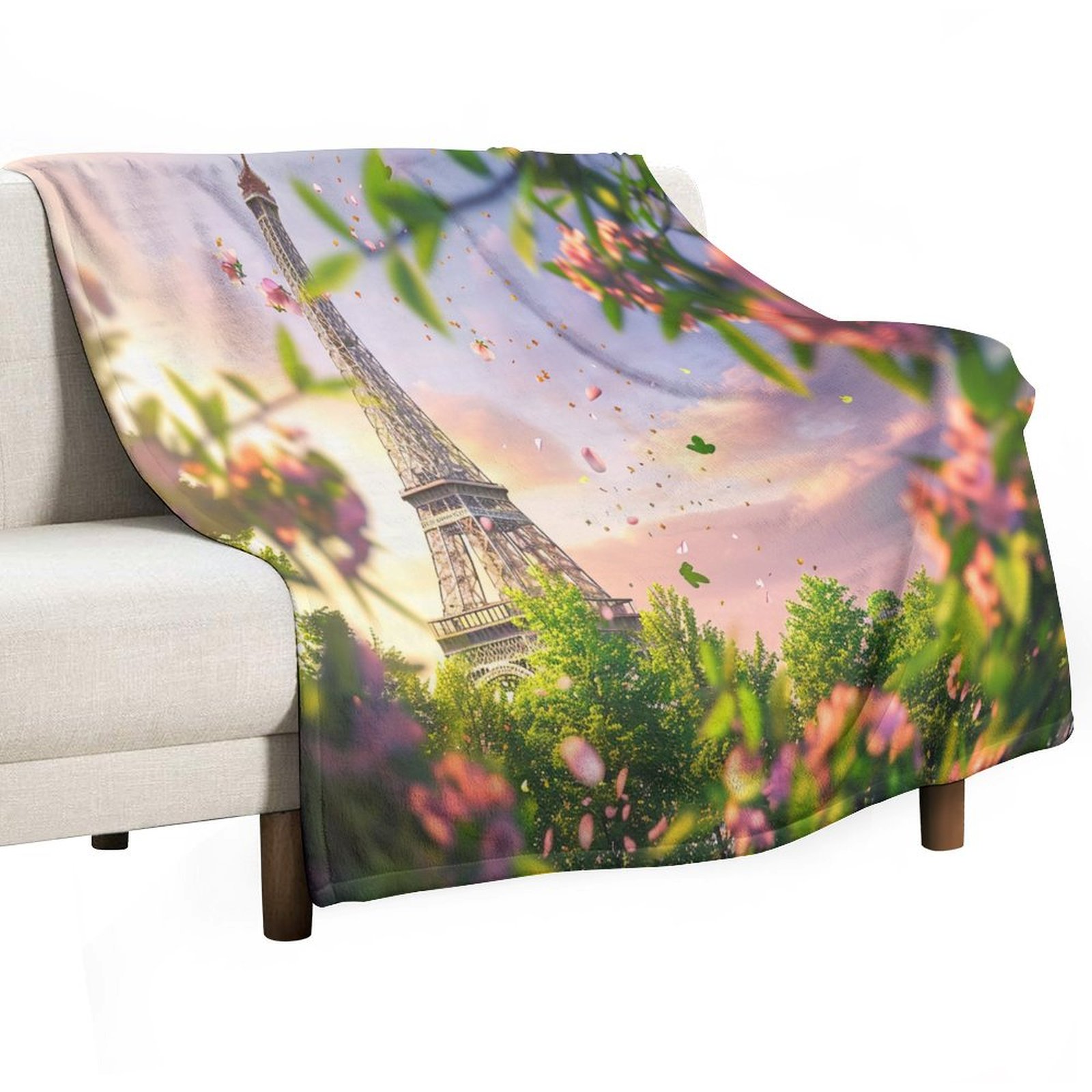 Blossoming Paris Eiffel Tower Blanket for Bed Throw Blanket for Women ...