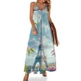 thumbnail image 1 of Blossoming Paris Eiffel Tower Design Sleeveless Dress Woman Fashion Long Dresses Women's Summer Suit Dress 2025, 1 of 7