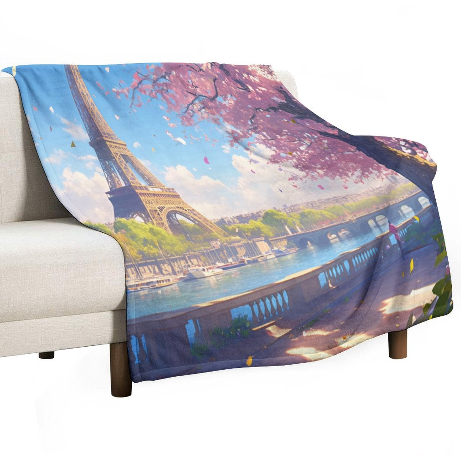 Paris France Print Pattern Blanket