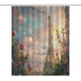 thumbnail image 1 of Blossoming Paris Eiffel Tower Shower Curtain Cloth Fabric Bathroom Decor with Hooks, 1 of 6