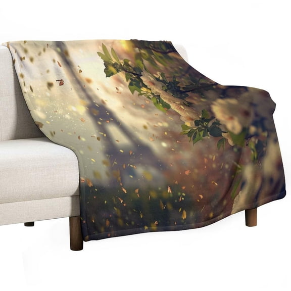 Blossoming Paris Eiffel Tower Throw Blanket for Women, Men & Kids - Super Soft Plush Blanket Throw Fleece Blanket Animal Blanket