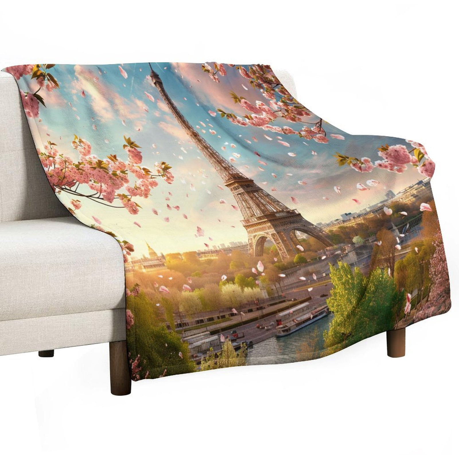 Blossoming Paris Eiffel Tower Throw Blanket for Women, Men &amp; Kids ...
