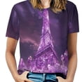 thumbnail image 1 of Blossoming Paris Eiffel Tower Women's Short Sleeve Tops Casual Blouses T Shirt, 1 of 6