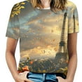 thumbnail image 1 of Blossoming Paris Eiffel Tower Women's Short Sleeve Tops Casual Blouses T Shirt, 1 of 6