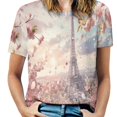 thumbnail image 1 of Blossoming Paris Eiffel Tower Women's T-Shirt Short Sleeve T Shirts Tops Tee Ladies Loose T, 1 of 6