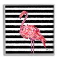 thumbnail image 1 of Blossoming Pink Flamingo Stripes Animals & Insects Graphic Art Gray Framed Art Print Wall Art, 1 of 7