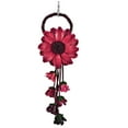 thumbnail image 1 of Blossoming Red and Pink Daisy Flower Hanging Leather Bag Ornament Keychain, 1 of 5