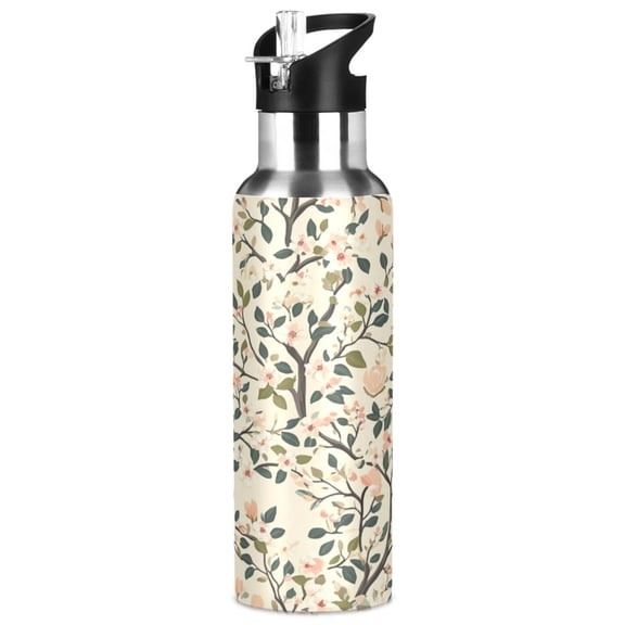 Blossoming Trees Pattern 1000ml Double Walled Stainless Steel LeakProof Sports Bottle Thermo 8h Portable