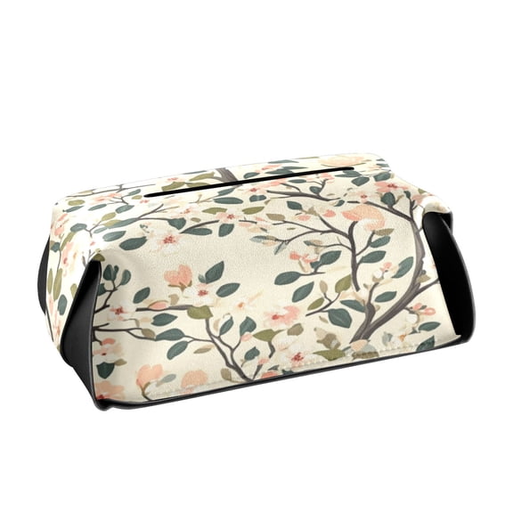 Blossoming Trees Pattern Tissue Holders for Bathrooms Leather PVC Detachable 9.4x5.1x3.6in