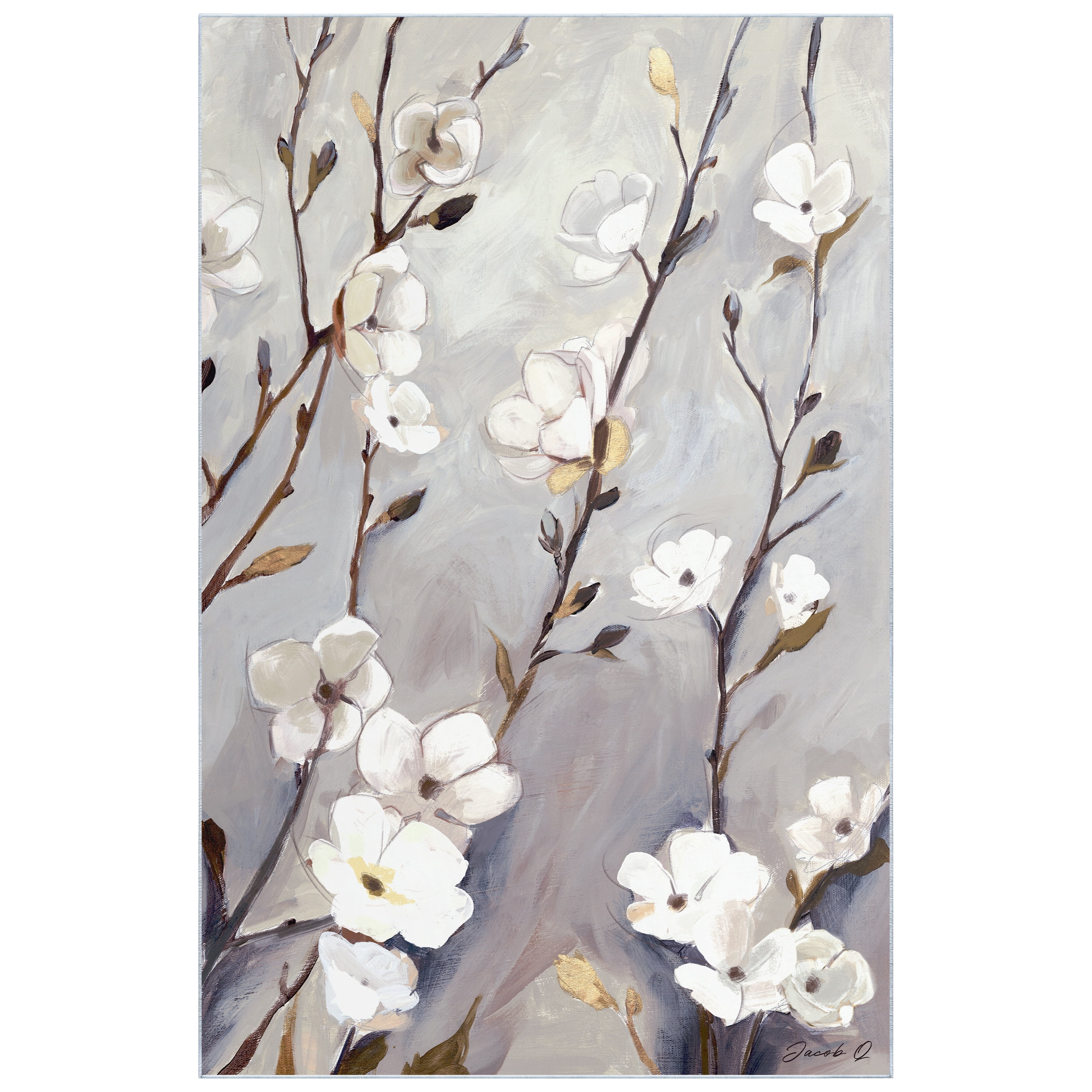 Blossoming Up II Washable Flowers Art Area Rug size 5'x8'