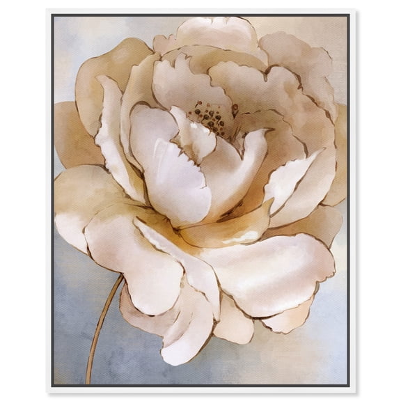 Blossoming Vintage Peony Canvas Glamorous Feminine Wall Art by Art Remedy, White Frame, 30" x 36"