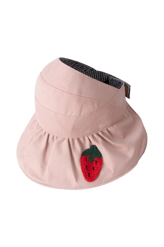 54-58cm has circumference adjustable summer empty top hat women's foldable hat big brim cute fruit sunshade sunscreen hat