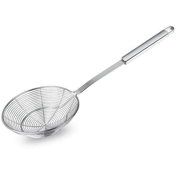 Blossomir Spider Strainer Skimmer, Swify Stainless Steel Asian Strainer Ladle Frying Spoon with Handle for Kitchen Deep Fryer, Pasta, Spaghetti, Noodle, 5.5 Inch