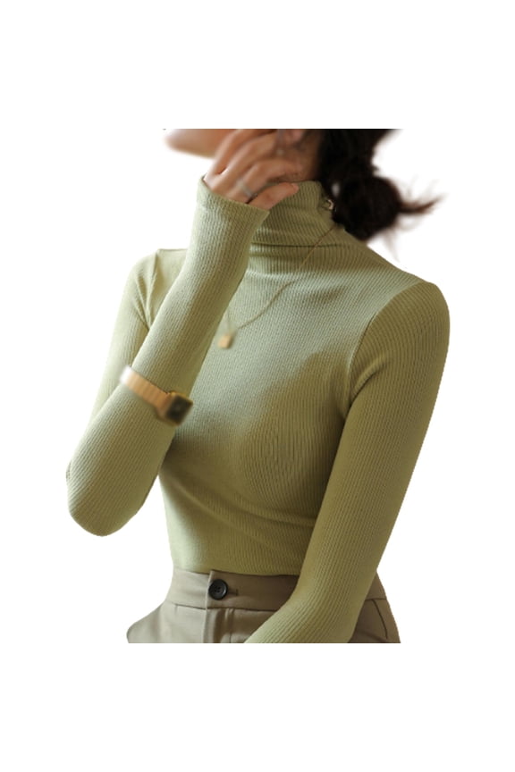 Women's Turtleneck Long Sleeve Shirts Slim Fitted Casual Pullovers Underscrubs Layer Tee Tops