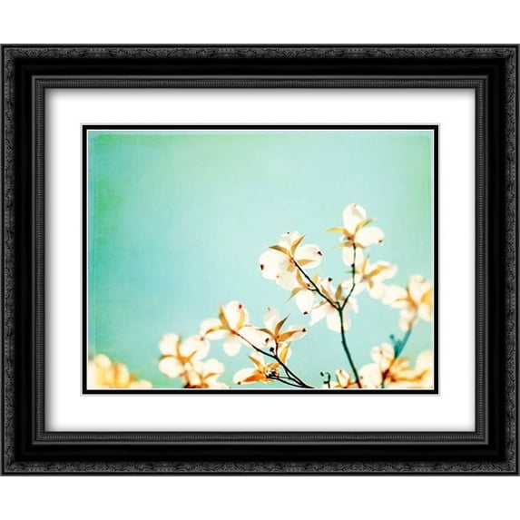 Blossoms Adrift 2x Matted 24x20 Black Ornate Framed Art Print by Cochrane, Carolyn