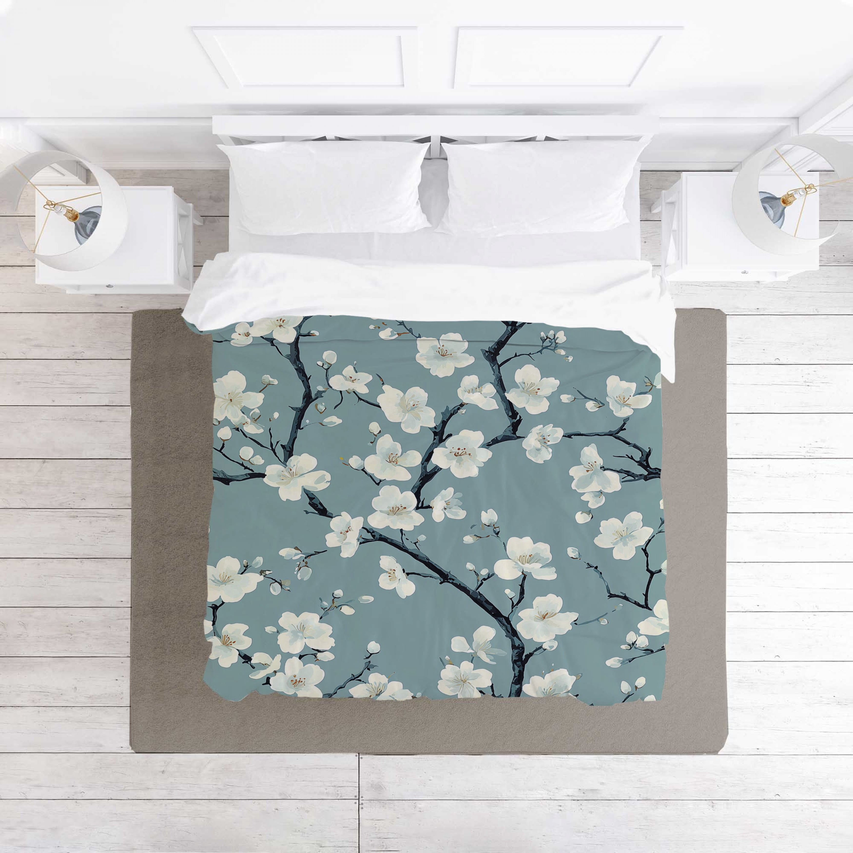 Blossoms Bedding Floral Bedspread Japandi