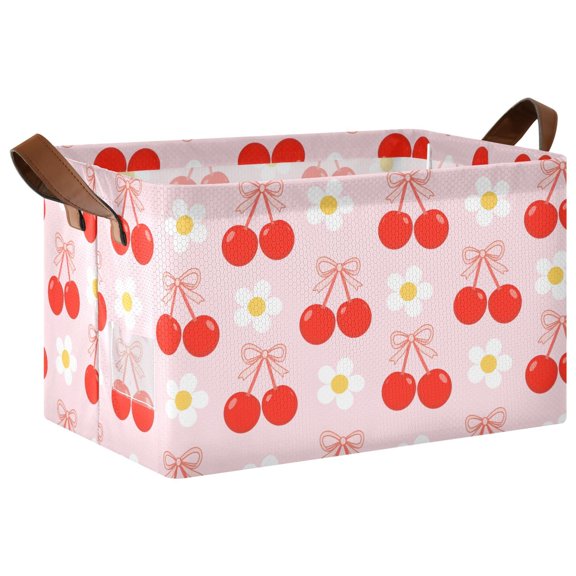 Blossoms Cherry Collapsible Storage Bin Open Home Shelf Basket Water-Resistant Iron Frame Large
