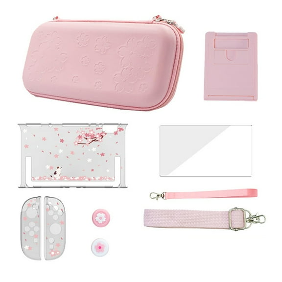 Blossoms Storage Bag Cute Pink Cherry Portable Travel Carrying Bag Shockproof Waterproof for Switch NS2 Game Accessorie,1set * storage bag,Pink