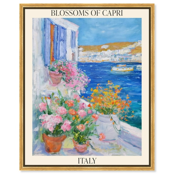 Blossoms of Capri Canvas Monet Inspired Poster by Art Remedy, Gold Frame, 30" x 36"