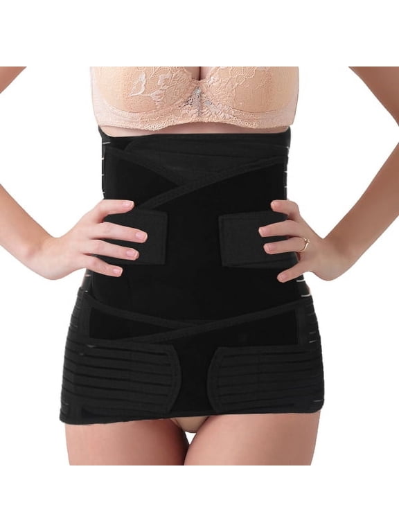 Postpartum Recovery and Support Belt/Wrap, Slimming Girdle/Band, Pack 1, Black Size XS