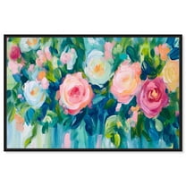 Blossoms of a Pink Dream Canvas Colorful Floral Art by Art Remedy, Black Frame, 15" x 10"