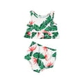 thumbnail image 1 of Blotona 2 Pcs Toddler Baby Girl Summer Bathing Swimsuit Sleeveless Fruit Dot Print Short Ruffle Tops+Briefs Hawaii Beach Wear, 1 of 9