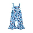 thumbnail image 1 of Blotona 4th of July Toddler Baby Girl Romper Independence Day Sleeveless Star Striped Print Long Bell-Bottoms Pants Jumpsuit Summer Clothes 6M-4T, 1 of 9