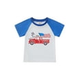 thumbnail image 1 of Blotona 4th of July Toddler Kid Boy Girl Independence Day T-Shirt  Shirts Short Sleeve USA Flag Tee Tops Kids Patriotic Shirt (Truck red, 1-5 Years), 1 of 9