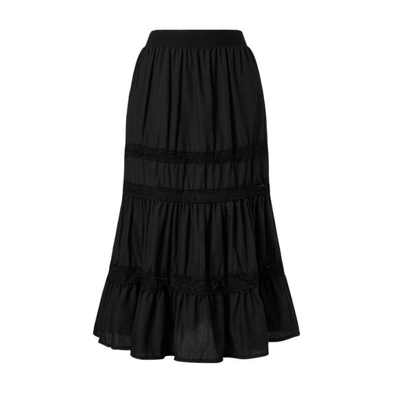 Blotona 90s Vintage Green Pleated Skirts Korean Fashion Holiday Boho High Waist Long Skirts Retro Fairycore Cute Lace Trim Clothes