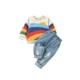 thumbnail image 1 of Blotona Baby Casual Pants Suits Long Sleeve Rainbow Pullover + Long Pants Set, 1 of 9