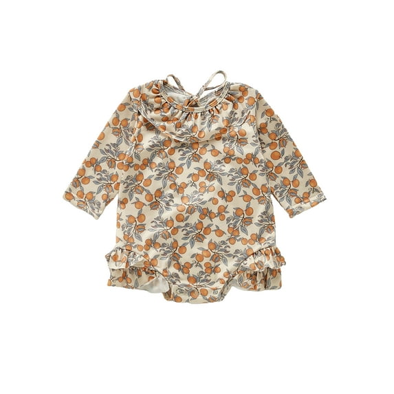 Blotona Baby Girl One Piece Swimsuit Floral Long Sleeve Romper Swimwear Bathing Beach Sea Wear Spring Summer