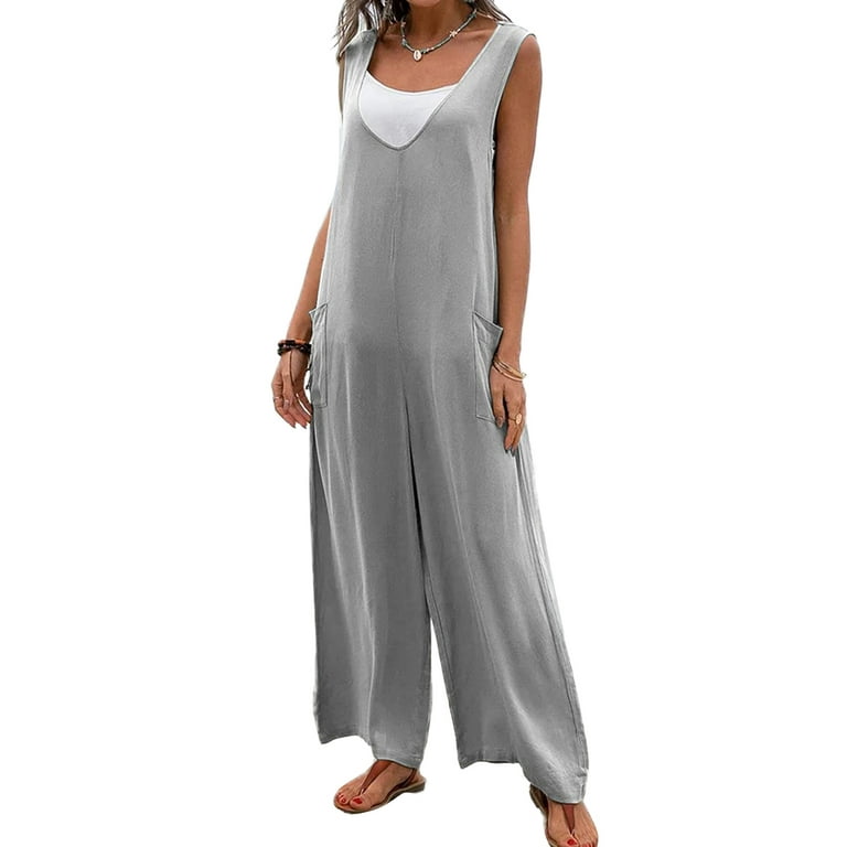 Casual Solid Patchwork U Neck Loose Jumpsuits Casual Solid Patchwork U Neck Loose Jumpsuits