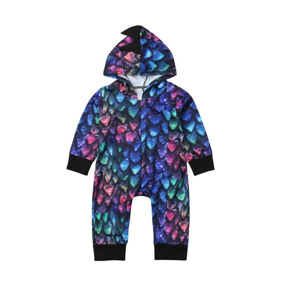 Blotona Infant Baby Hoodie Romper Color Dinosaur Shaped Long Sleeve Zipper Up Romper Long Pants One-piece Jumpsuit 0-24 Months