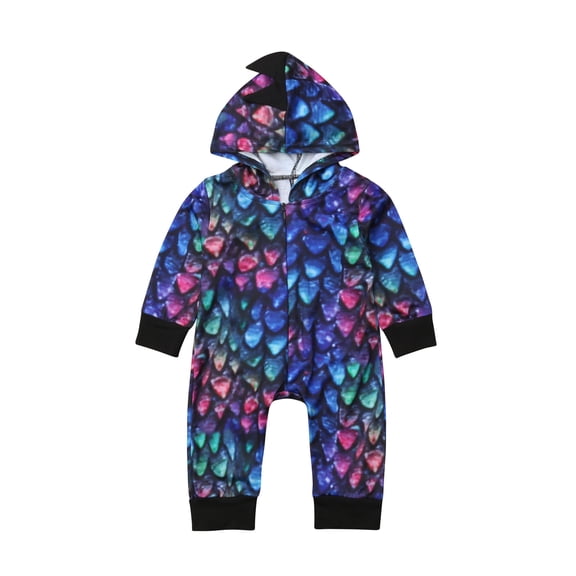 Blotona Infant Baby Hoodie Romper Color Dinosaur Shaped Long Sleeve Zipper Up Romper Long Pants One-piece Jumpsuit 0-24 Months
