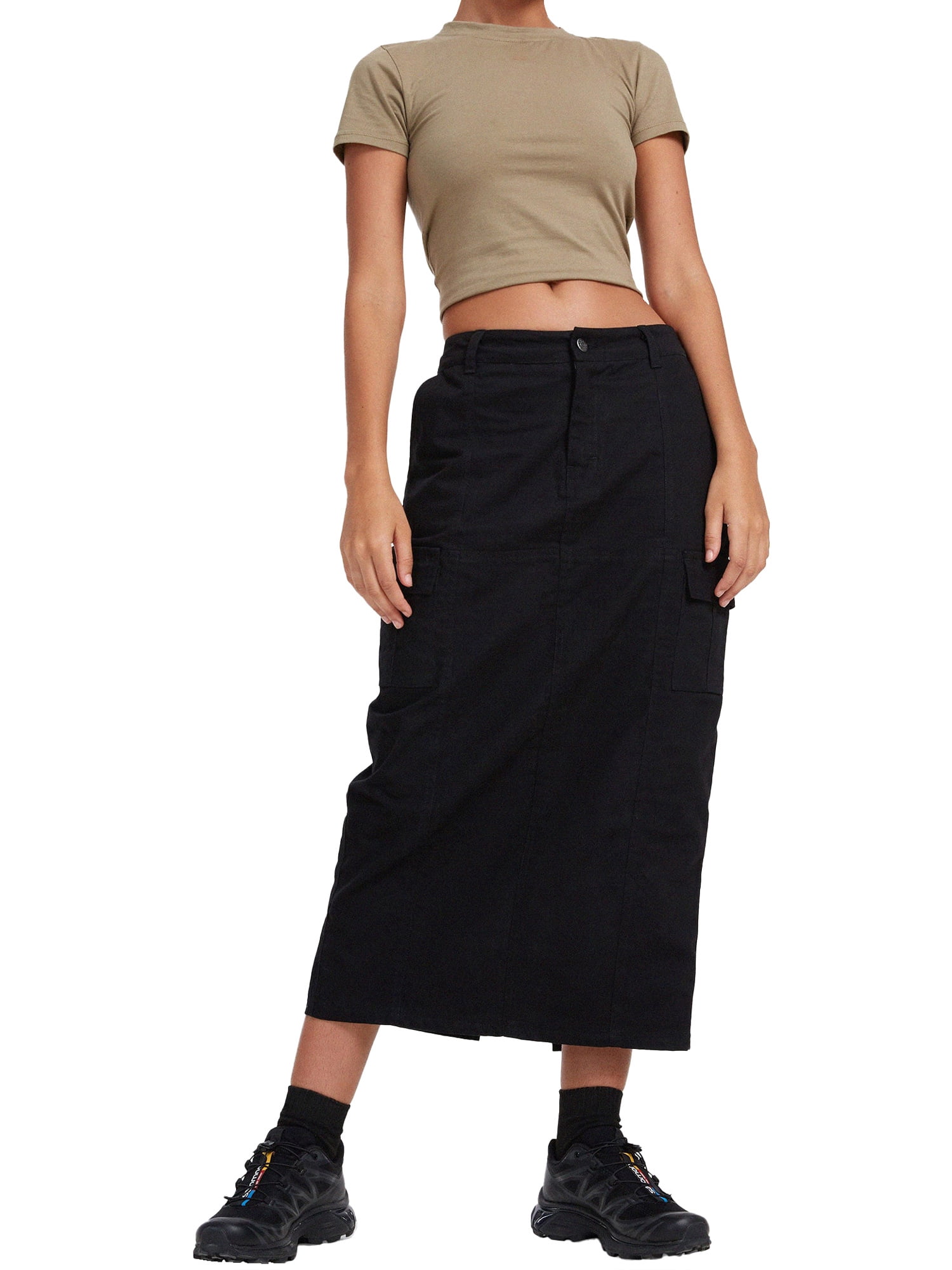 ● UMBRO ● Poprush Women's Long Cargo Skirt Blotona Women's Long Cargo Skirt, Low Rise, Drawstring