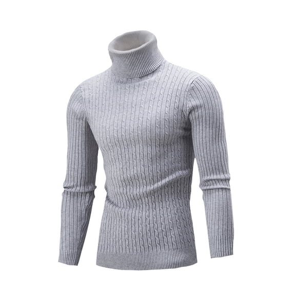 Blotona Men Solid Turtleneck Sweater Autumn and Winter Adults Long Sleeve High Collar Pullovers Male England Style Skinny Pullover M-3XL