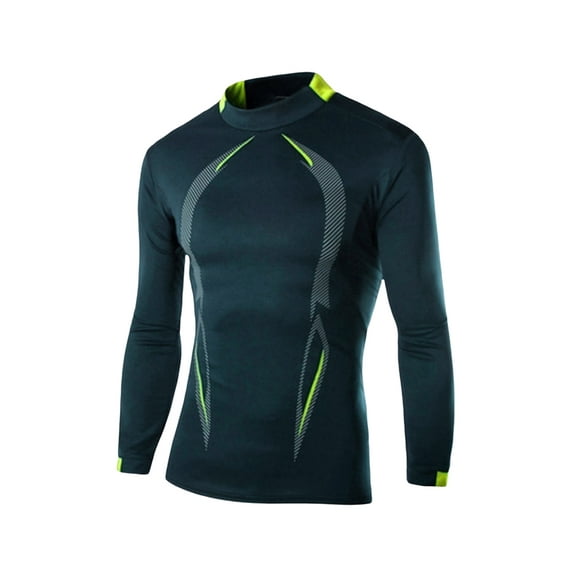 Blotona Men's Long Sleeve Compression Shirts Work Out Shirt Elastic Quick Drying Tops Fitness Gym Mesh Moisture Wicking Shirts