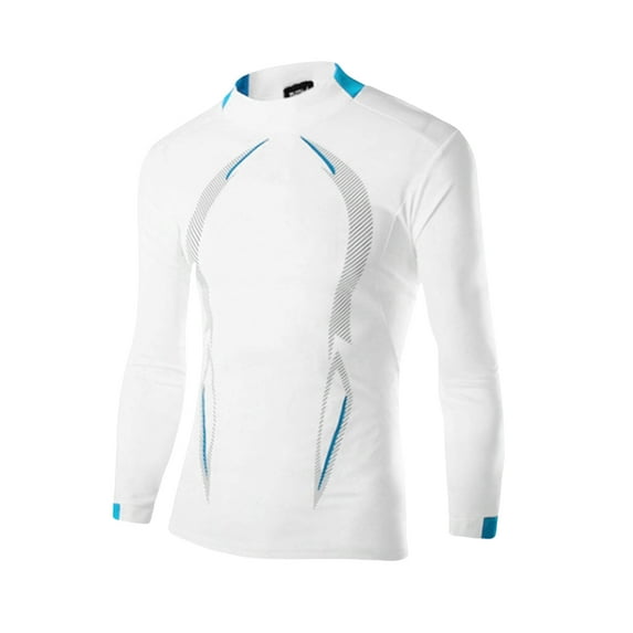 Blotona Men's Long Sleeve Compression Shirts Work Out Shirt Elastic Quick Drying Tops Fitness Gym Mesh Moisture Wicking Shirts