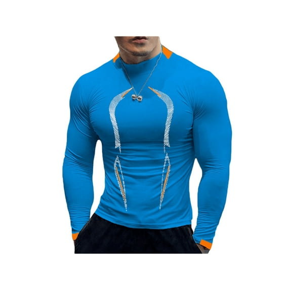 Blotona Men's Long Sleeve Compression Shirts Work Out Shirt Elastic Quick Drying Tops Fitness Gym Mesh Moisture Wicking Shirts