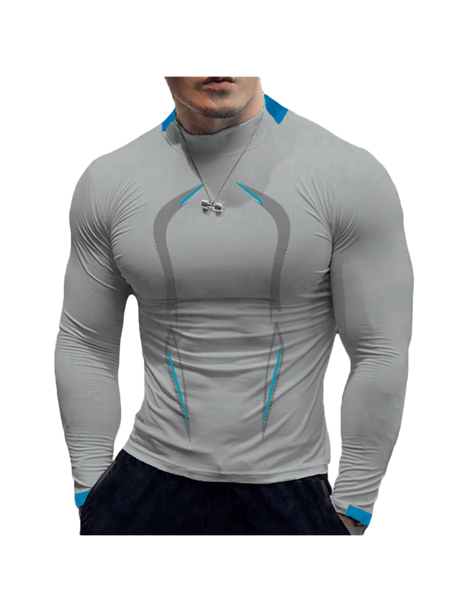 Blotona Men's Long Sleeve Compression Shirts Work Out Shirt Elastic Quick  Drying Tops Fitness Gym Mesh Moisture Wicking Shirts