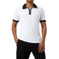 thumbnail image 1 of Blotona Men's Short Sleeve Polo Shirts Quarter-Zip Casual Slim Fit Lapel Neck Contrast Color Basic Designed Shirts, 1 of 10