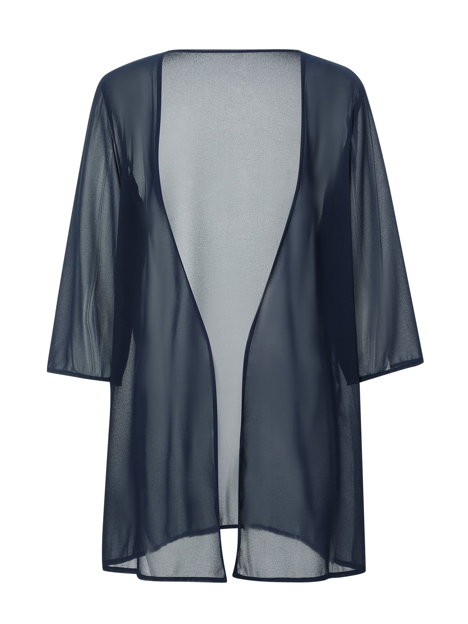 Moss Rose Women's Beach Kimono Coverup - Sheer Chiffon Open Front Cardigan, Navy, One Size Fits XS-2X - View #2