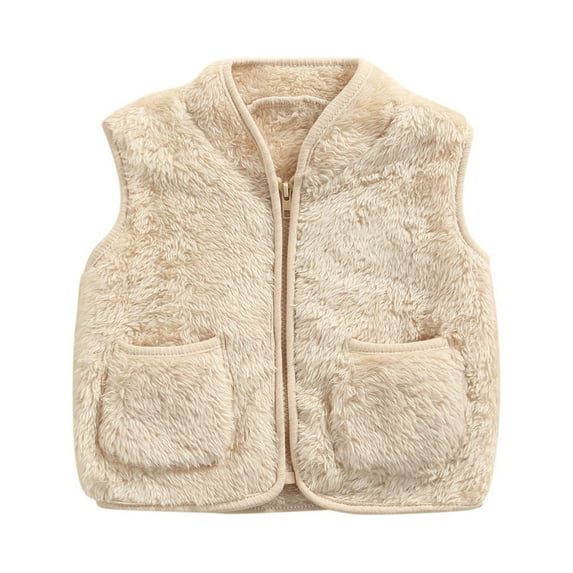 Blotona Toddler Baby Girls Boys Fleece Vest Coat Sleeveless Fall Winter Warm Vest Kids Sherpa Fleece Jacket Zipper Warm Sleeveless Outerwear