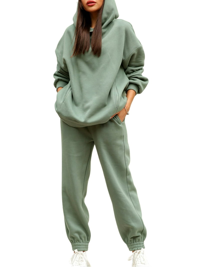 Blotona Women 2 Piece Jogger Set Long Sleeve Hoddie Sweatshirt